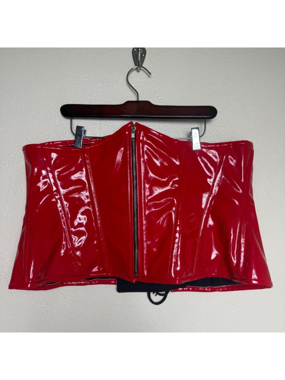 Top Draw By Daisy Corsets Red Faux Leather Corset Top Lace-Up Back 3XL